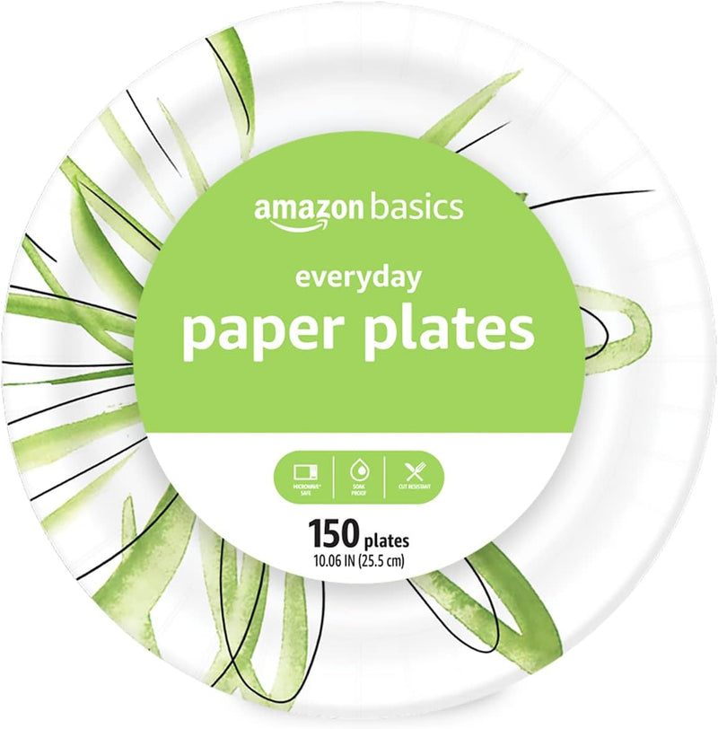 Amazon Basics Everyday Paper Plates, 10 Inch, Disposable, 50 Count