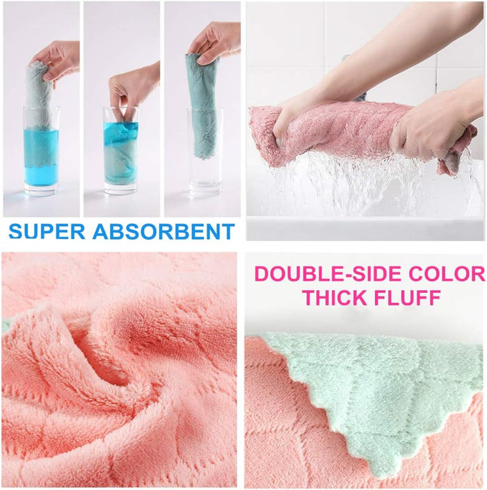 10-Pack Microfiber Cleaning Cloth Dish Towels, Double-Sided Dish Drying Towels，Reusable Household Cleaning Cloths for House Furniture Table Kitchen Dish Window Glasses
