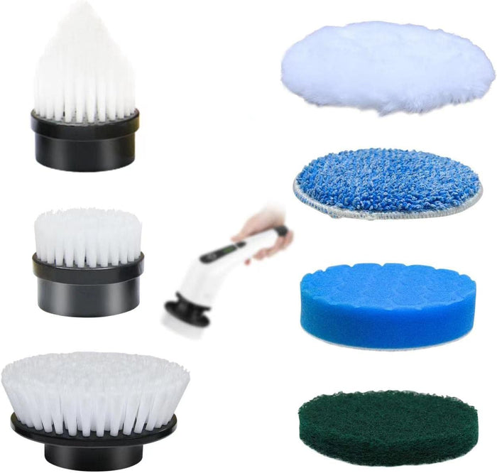 Leebein Electric Spin Scrubber, Shower Scrubber with 4 Adjustable Angles and 8 Brush Heads, Electric Scrubber with Long Handle & Remote Controller, Cleaning Brush for Bathroom, Tub, Floor (Black)