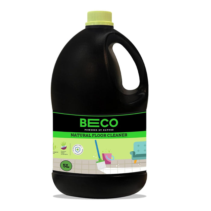 Beco Natural Disinfectant Surface & Floor Cleaning Liquid | 5 Litre | Non Toxic Germ Kill Formula | Lemongrass & Basil Freshness | Safer than Phenyl | Kids Safe & Pet Friendly Floor Cleaner Liquid