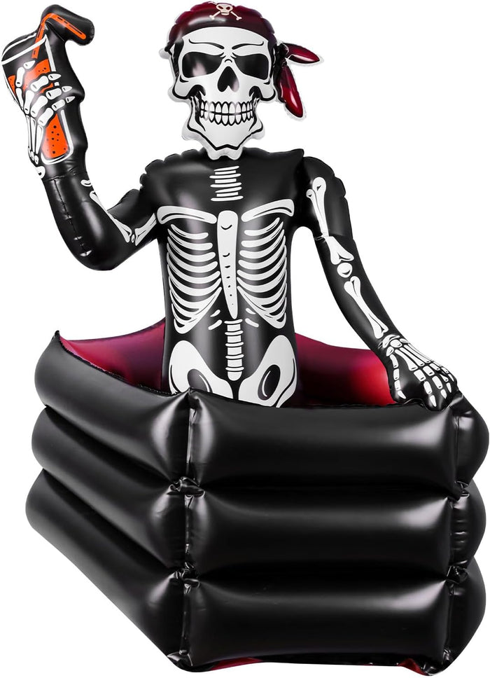 39 Inch Halloween Inflatable Decorations Skeleton Drink Cooler, Large Capacity Ice Bucket for Drinks, Halloween Party Supplies for Indoor Outdoor Garden Lawn Yard Decorations