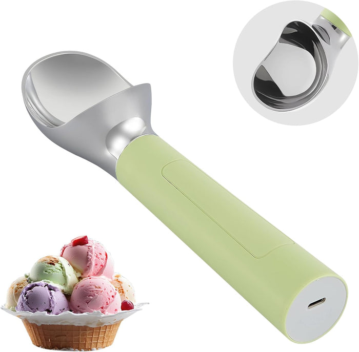 Heated Ice Cream Scoop Rechargeable, Electric Warming Ice Cream Scooper with LED Display, Heats to 158°F for Hard Ice Cream, Easy for Seniors & Kids, IP67 Waterproof (White, 2 oz)