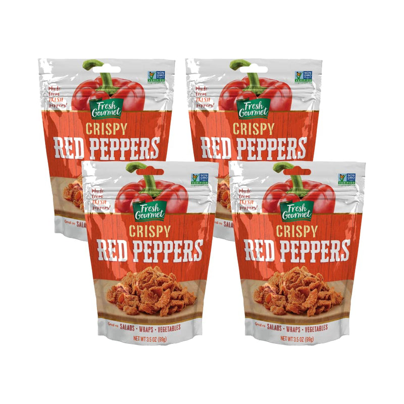 Fresh Gourmet Crispy Red Peppers | 3.5 Ounce, Pack of 6 | Low Carb | Crunchy Snack and Salad Topper