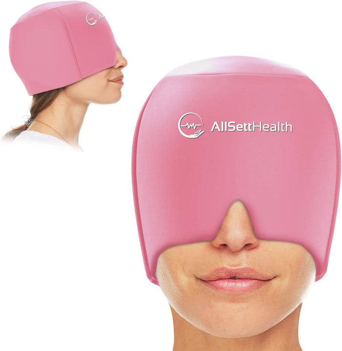 Migraine Relief Cap Ice Head Wrap and Hat | Hot/Cold Gel Pack with Face and Eye Mask Compress for Headache Relief - Black