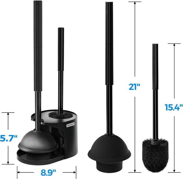 2 in 1 Toilet Plunger and Brush Set，Extended Handle Plunger，Toilet Bowl Brush Plunger Set, Bathroom Cleaning Tools ，Toilet Brush Plunger Combo，Cleaning Brush，Bathroom Cleaning Supplies