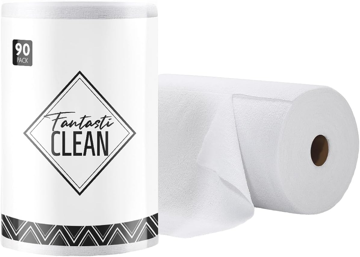 Fantasticlean Microfiber Cleaning Cloth Roll -40 Pack, Tear Away Microfiber Towels, 12" x 12", Reusable, Washable, Scratch Free, Ultra Absorbent for Car, Home Supplies, Shop (TAN)