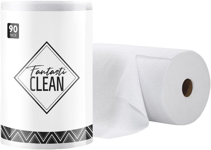 Fantasticlean Microfiber Cleaning Cloth Roll -40 Pack, Tear Away Microfiber Towels, 12" x 12", Reusable, Washable, Scratch Free, Ultra Absorbent for Car, Home Supplies, Shop (TAN)