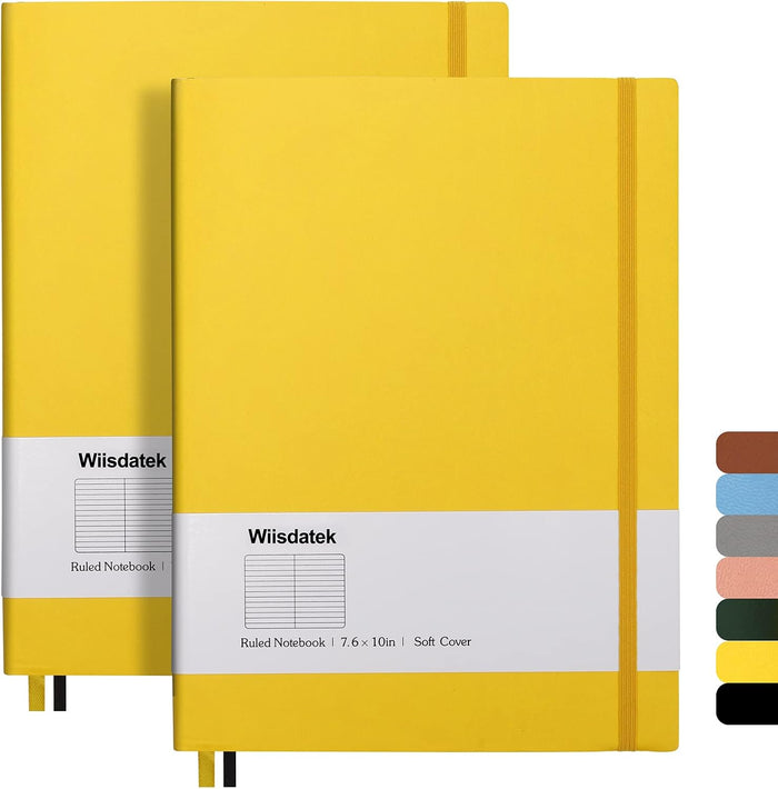 B5 College Ruled Notebooks - 2 Pack B5 Large Journal Notebooks with 376 Numbered Pages,100gsm Thick Lined Paper,Soft PU Leather Cover,7.6 X 10 inch(PINK)