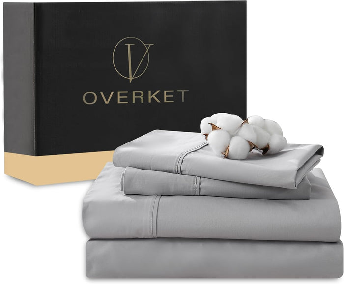 1000 Thread Count Egyptian Cotton Sheets Queen Size Set 4PCS Sateen Weave Soft Breathable 16-Inch Deep Pocket（Queen,Light Pink）