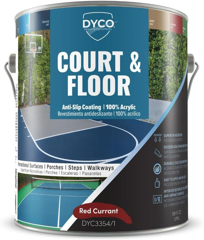 DYCO Court & Floor Anti-Slip Coating - Slip-Resistant Pavement, Cement & Concrete Paint for Pickleball, Tennis & Basketball Courts, Exceeds ADA Standards for Safety Areas (Desert, 5 Gallons)