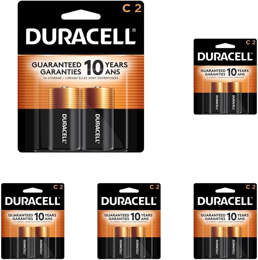Duracell Coppertop C Batteries, 8 Count Pack, C Battery with Long-lasting Power, All-Purpose Alkaline C Battery for Household and Office Devices