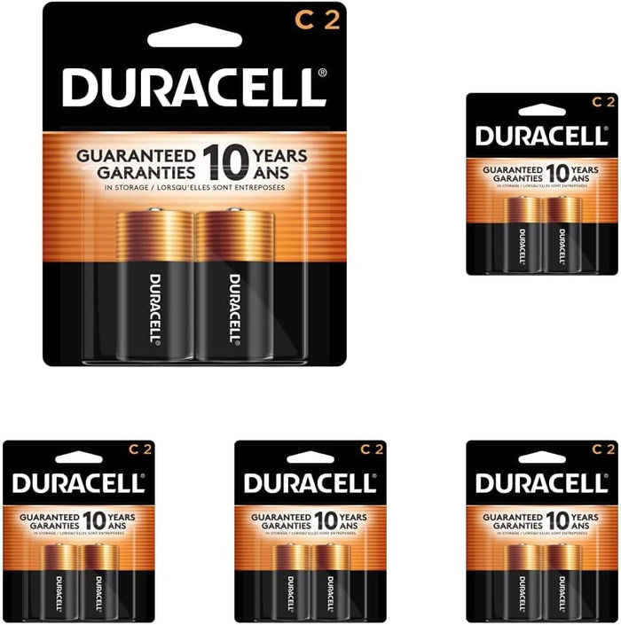 Duracell Coppertop C Batteries, 8 Count Pack, C Battery with Long-lasting Power, All-Purpose Alkaline C Battery for Household and Office Devices