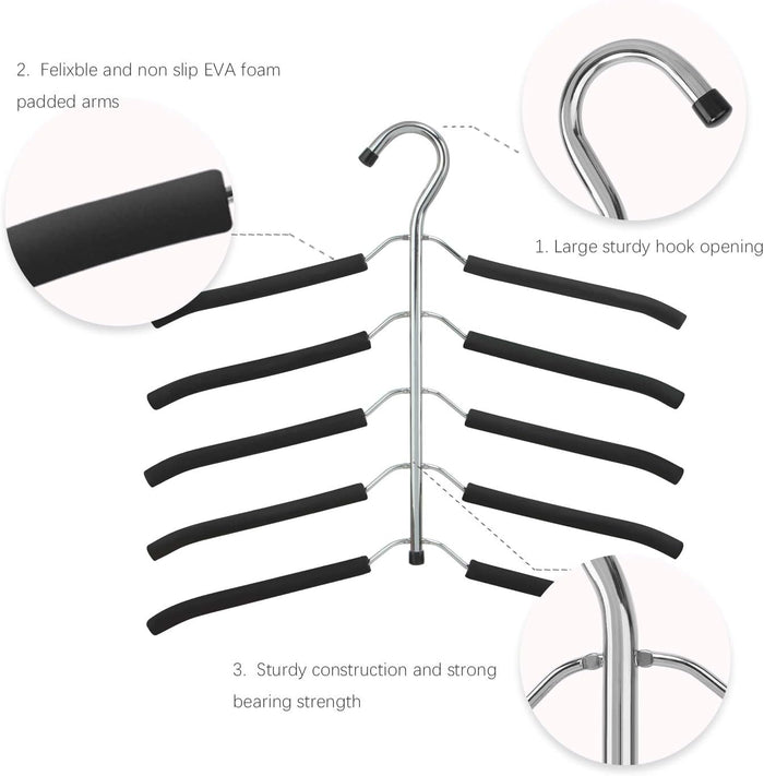 DOIOWN Blouse & Shirt Hangers - Non Slip Space Saving Stainless Steel Closet Organizer (2 Pack)