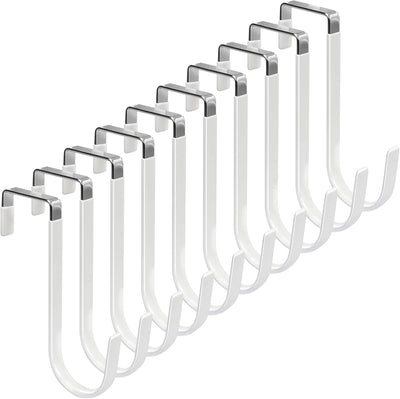 FYY Over The Door Hooks, 10 Pack Door Hangers Hooks with Rubber Prevent Scratches Heavy Duty Organizer Hooks for Living Room, Bathroom, Bedroom Hanging Clothes, Towels, Hats, Coats, Bags White