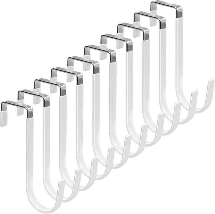 FYY Over The Door Hooks, 10 Pack Door Hangers Hooks with Rubber Prevent Scratches Heavy Duty Organizer Hooks for Living Room, Bathroom, Bedroom Hanging Clothes, Towels, Hats, Coats, Bags White
