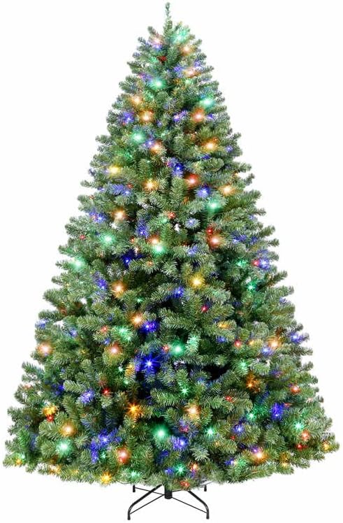 Hykolity 6 ft Prelit Christmas Tree, Artificial Christmas Tree with 250 Color Changing LED Lights, 1032 Tips, Metal Stand and Hinged Branches, 10 Color Modes