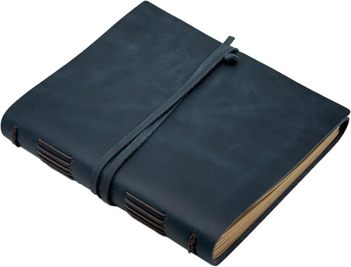 Leather Journal Writing Notebook - Genuine Leather Bound Daily Notepad for Men & Women Lined Paper 240 Kraft Pages, Handmade, Rustic Brown, 5 x 7 in