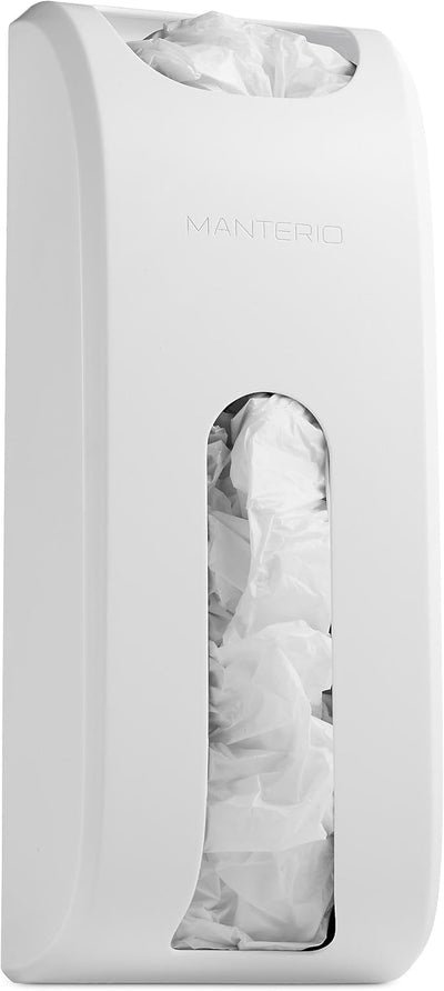 Wall-Mount Grocery Bag Dispenser | Space-Saving Design | Easy Install | Smudge-Proof, Fingerprint-Resistant | White | Holds Most Bags for Maximum Storage