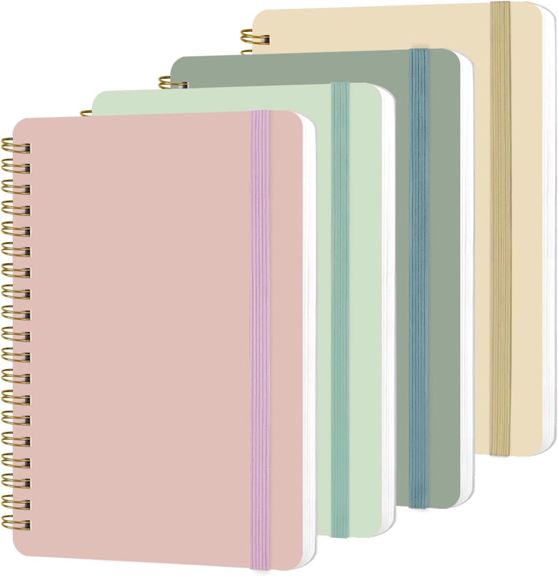 4 PCS Small Spiral Notebook 5x7, Spiral Journal Notebook, Notebooks for Work, Note Taking, School, Small Notebooks 5x7 with Strap, Cute Notebooks for Women 50 Sheets