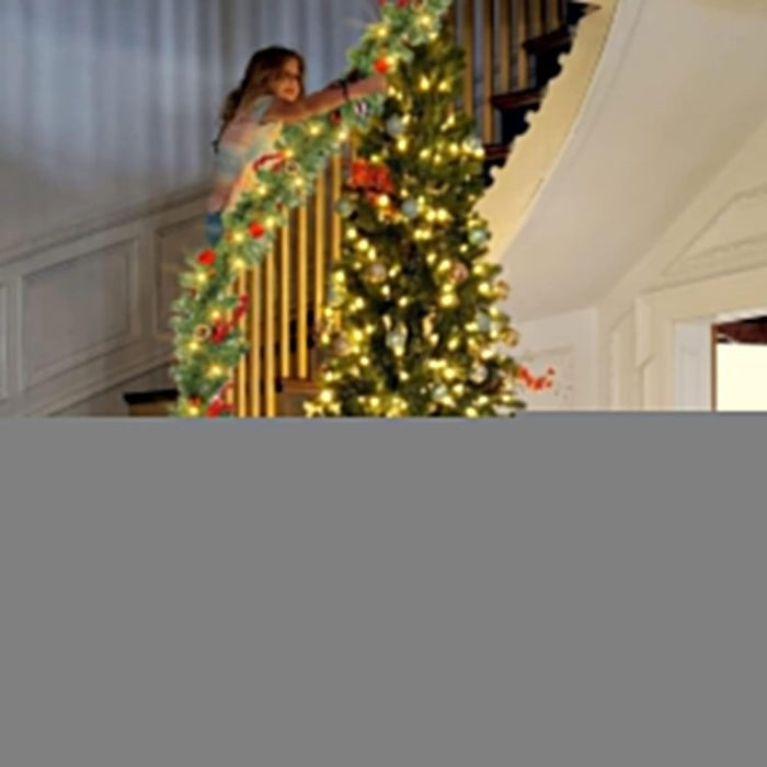 Nerosun 9FT Christmas Garland with 50LED Lights, 2 Pack Battery Operated Prelit Garland Christmas Decorations Timer 8 Mode, Artificial Outdoor Christmas Garland Greenery Pinecone for Indoor Decor