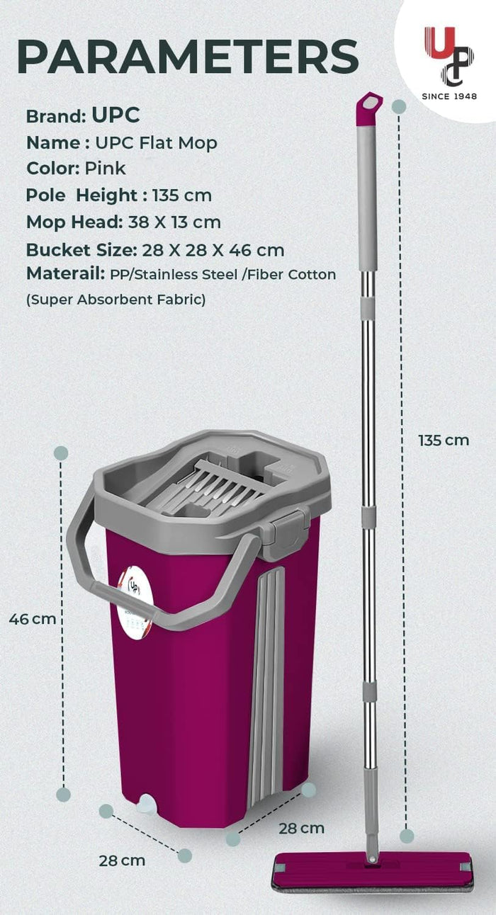 UPC Mop Bucket with Mopping Stick for Home Cleaning/Floor Cleaning Mop for Home/Pocha Bucket with Flat Mop/Moppers for Cleaning Floor