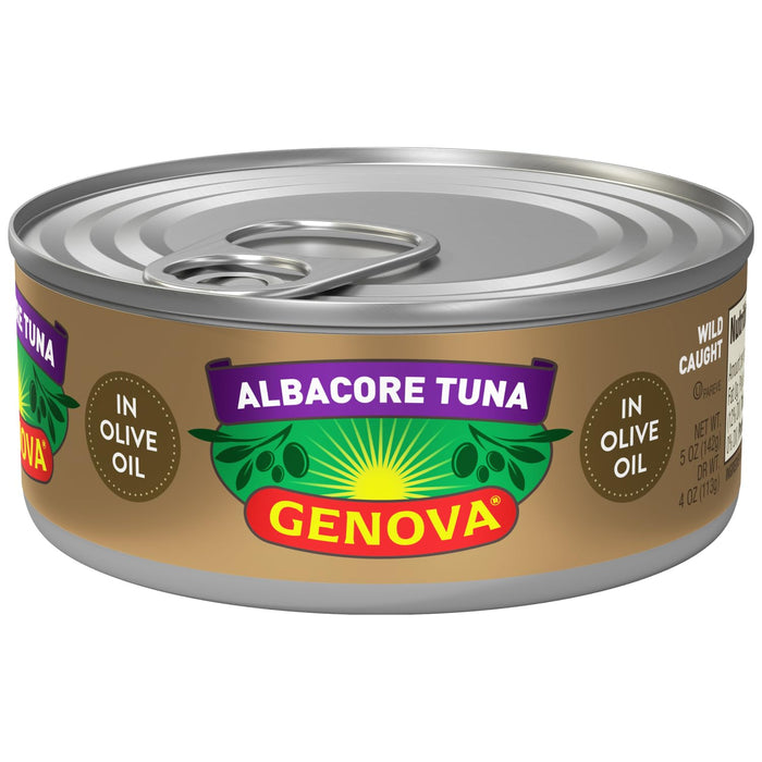 Genova Premium Albacore Tuna in Olive Oil, 5 Ounce Cans (Pack of 12), Wild Caught Canned Tuna, Solid White