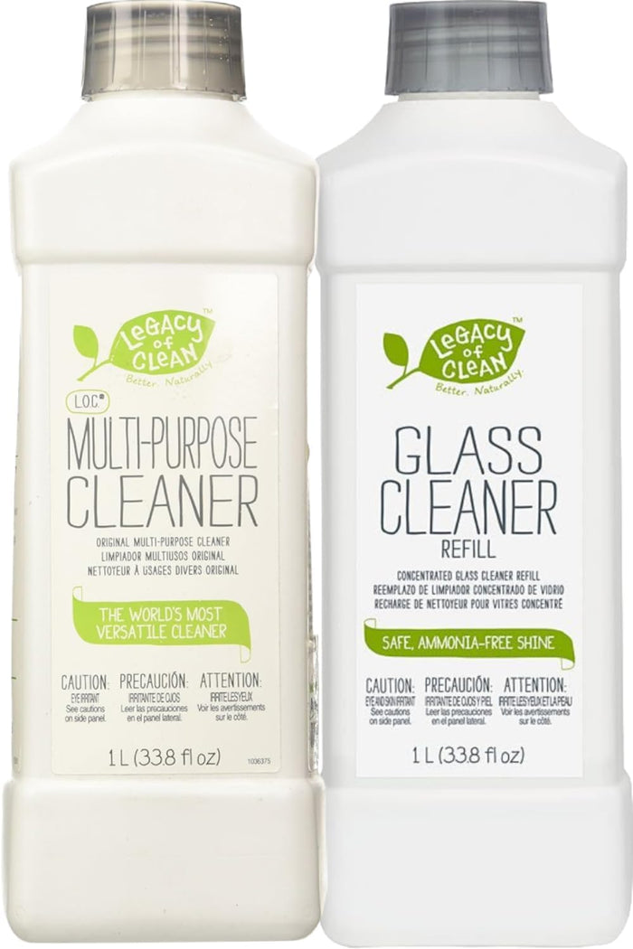 Concentrated Cleaners Refill Value Bundle for Multi-Purpose & Glass,33.8 fl. oz Each Bottle,Pack of 2,Bonus 600 ZNRO Facial Tissues Upon Request by Buyer (Proof 100% Satisfied w. Items & Service)