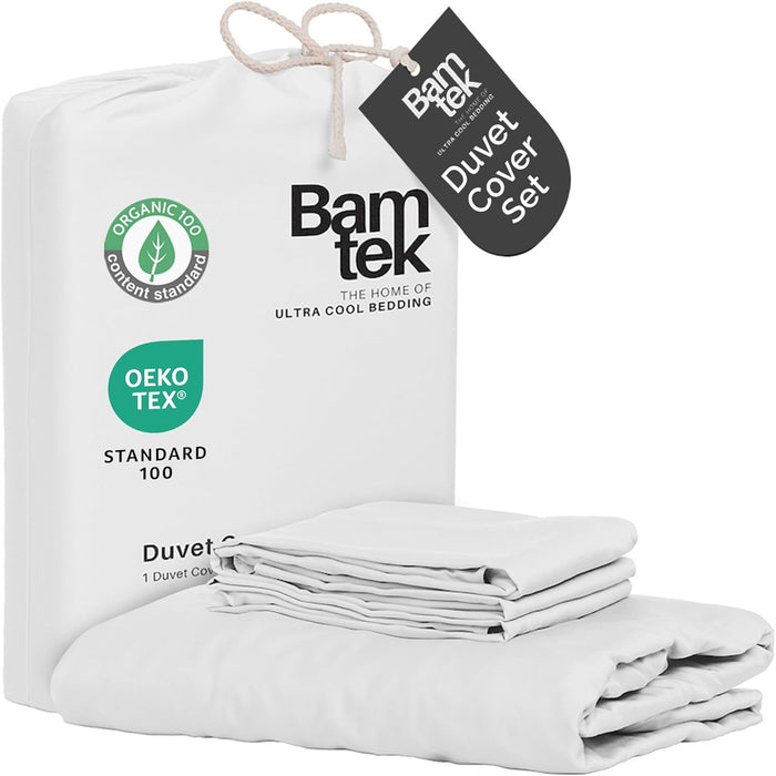 Duvet Cover Set - 100% Viscose Derived from Bamboo Duvet Cover King Size, 3 PC Luxury Cooling Duvet Cover for Hot Sleepers, Silky Buttery Soft Comforter Cover & 2 PC King Pillowcases, Storm