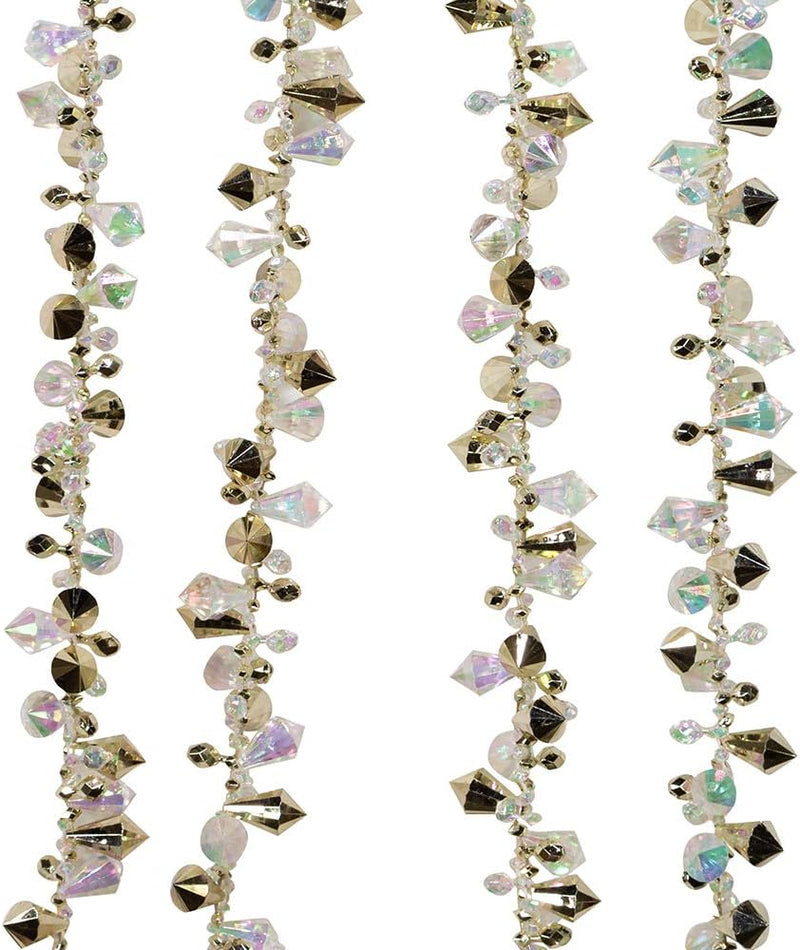 Kurt Adler H2086GO Gold And Irridescent Bead Christmas Tree Garland (9 Feet)
