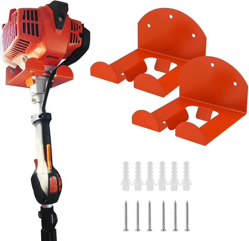 4 Pack Garage Organizer Trimmer Rack, Weed Eater Hanger for Garage Wall, Heavy Duty Power Tool Holder for Grass Trimmer, Weed Wacker, Hedge Trimmer, Garden Tools