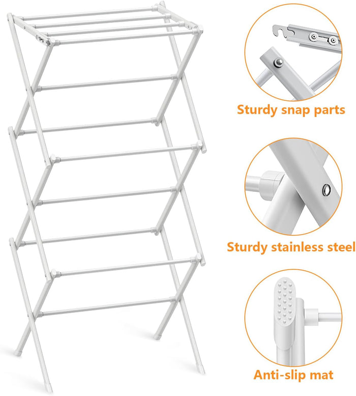 Clothes Drying Rack Household Indoor, Foldable Drying Rack Clothing for Laundry - 40" x 28.8" x 14.2", Space Saving Indoor&Outdoor, Pure White-1pack
