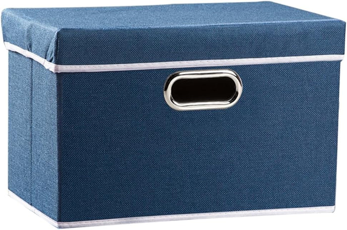 PRANDOM Large Collapsible Storage Bins with Lids [3-Pack] Linen/Cotton Blend Foldable Storage Boxes Organizer Containers Baskets Cube with Cover for Home Bedroom Closet Office Nursery(17.7x11.8x11.8)