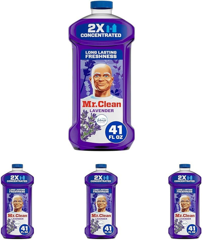 Mr. Clean All Purpose Cleaner, Floor Cleaner for Mopping Home, Bathroom, & Kitchen, Cleaning Liquid for Mop & Bucket, Cleaning Supplies, Multi-Surface Dilutable, Lavender, 41oz