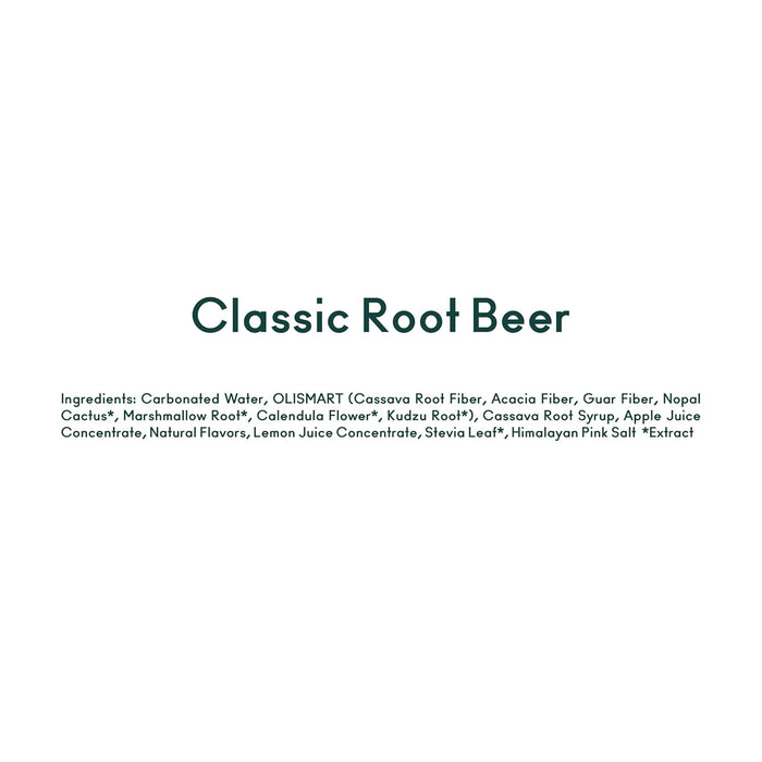OLIPOP Prebiotic Soda Pop, Classic Root Beer, Pantry Pack Packed with Prebiotics, Fiber, and Botanicals, Gluten Free, Vegan, GMO Free, 12oz Skinny (12-Cans)