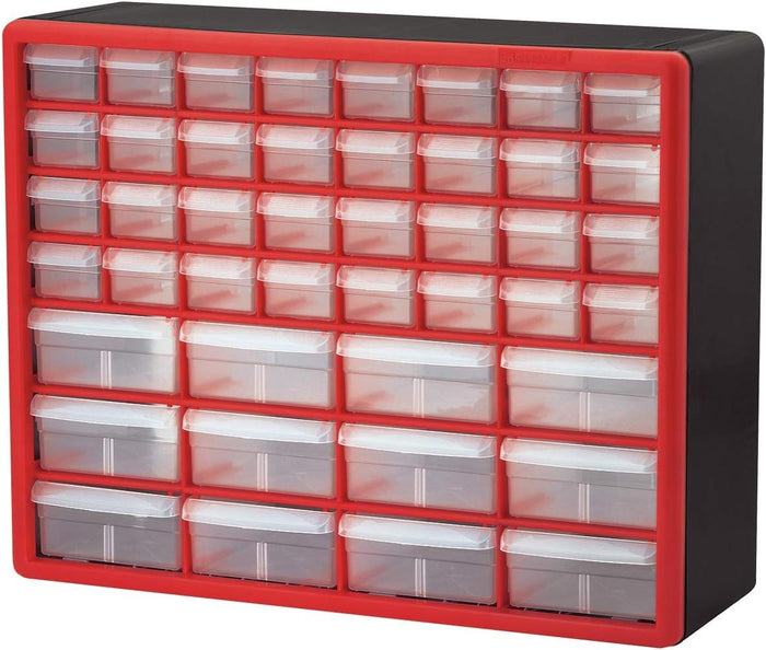 Akro-Mils 44-Drawer Plastic Drawer Storage Cabinet for Garage Organization, Bead Organizer, Building Bricks Storage, Teacher Toolbox, Makeup Organizer, 20-Inch W x 6-Inch D x 16-Inch H, 10144 Black