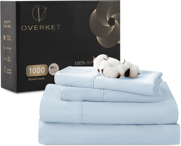Extra Deep Pocket King Sheets 18-24 Inch 1000 Thread Count 100% Egyptian Cotton Sateen Weave Soft Breathable 4 Pieces（King，Forest Green）