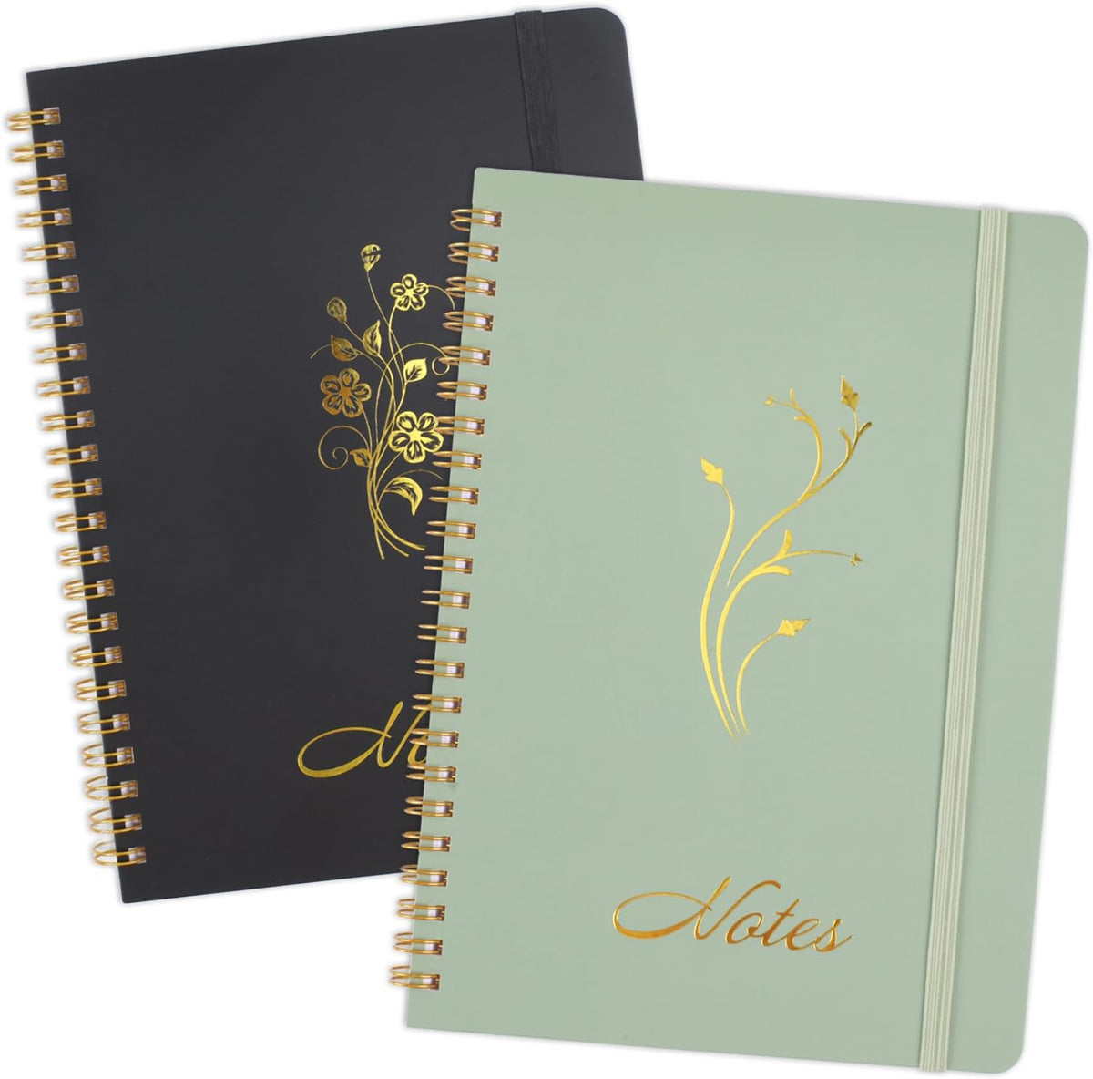 Joyberg Aesthetic Spiral Notebook, 2PCS Cute Notebook, 8.3" x 6" Notebook For Women, A5 Spiral Journal Notebook for Office/School/Home (Green & Beige)