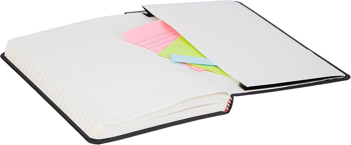 Amazon Basics Classic Lined Writing Notebook for Note Taking and Journaling, Hardcover with Elastic Closure, 240 Pages, 5" x 8.25", Black