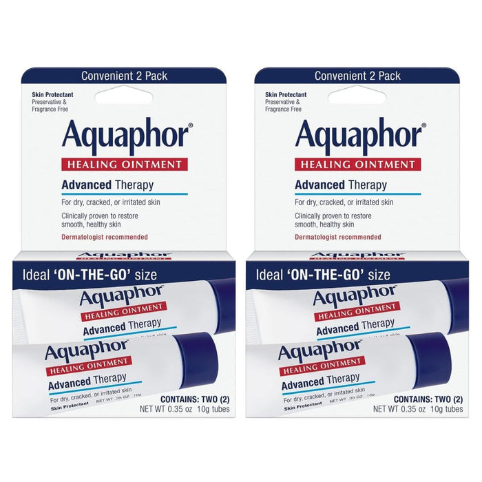 Aquaphor Healing Ointment Advanced Therapy Skin Protectant, Dry Skin Body Moisturizer, 0.35 Oz Tube, Pack of 2