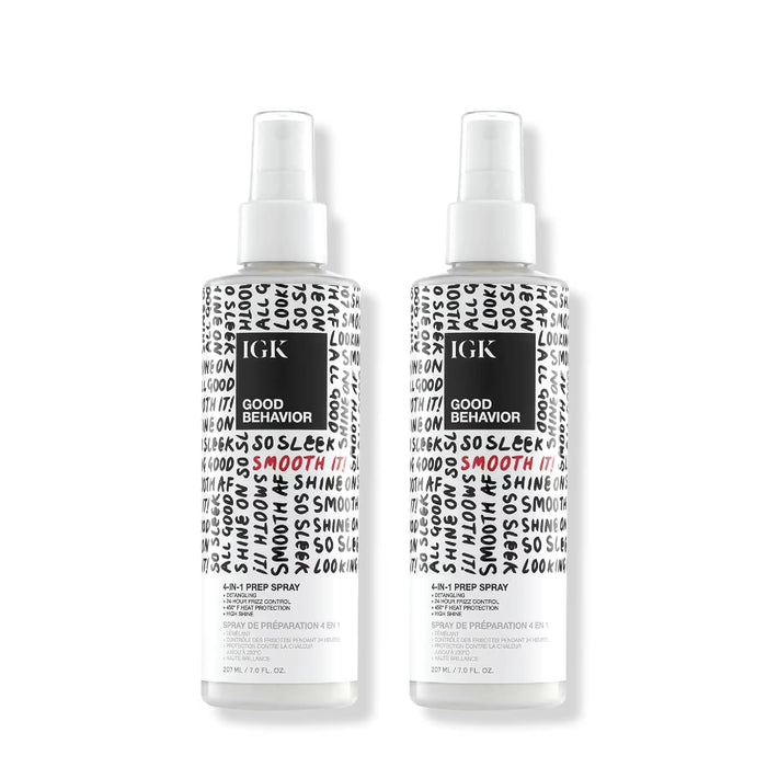 IGK GOOD BEHAVIOR 4-in-1 Prep Spray | Leave In + Detangle + Heat Protectant | Vegan + Cruelty Free |