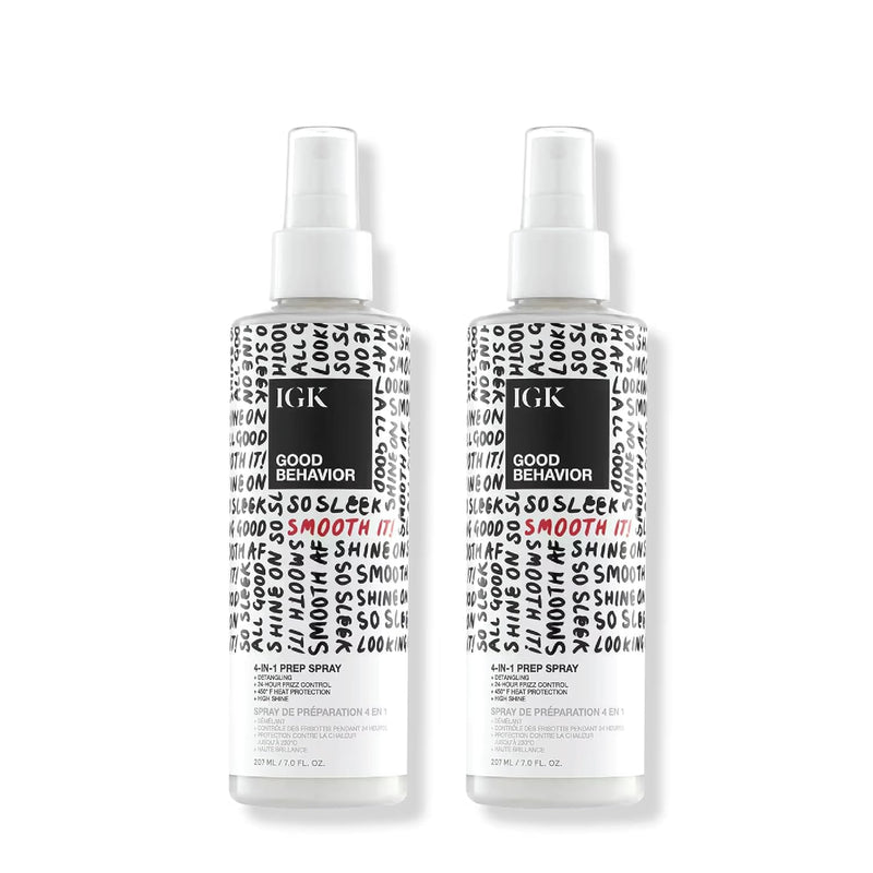 IGK GOOD BEHAVIOR 4-in-1 Prep Spray | Leave In + Detangle + Heat Protectant | Vegan + Cruelty Free |