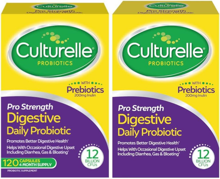 Culturelle Pro Strength Daily Probiotics For Digestive Health (2 Month Supply) with Prebiotics for Women & Men, Supports Occasional Diarrhea, Gas & Bloating, Gluten & Soy Free, 60 Count