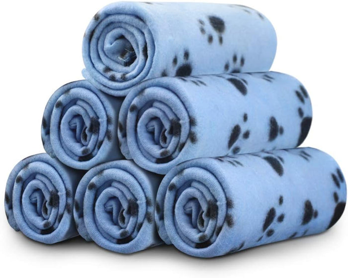 Comsmart Dog Blankets for Small Dogs, 6 Pack Puppy Blanket Cute Paw Print Pet Blanket for Dog, Puppy, Cat, Kitten, 24x28 inches