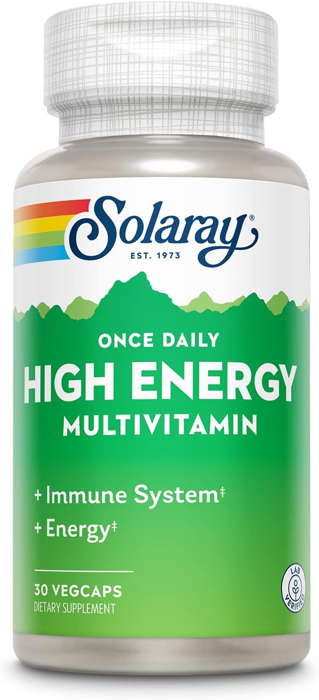 SOLARAY Once Daily High Energy Multivitamin for Women and Men - Energy Supplements - Immune Support w/Vitamin C, A, D and E, Vitamin B Complex, Trace Minerals, 60-Day Guarantee, 200 Serv, 200 VegCaps