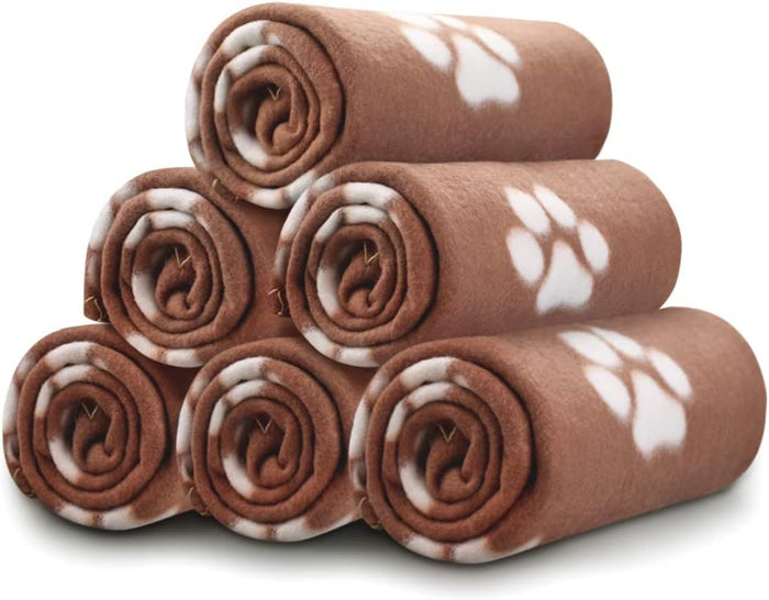 Comsmart Dog Blankets for Small Dogs, 6 Pack Puppy Blanket Cute Paw Print Pet Blanket for Dog, Puppy, Cat, Kitten, 24x28 inches