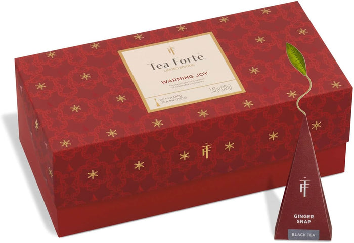 Tea Forte Tea Sampler Presentation Box, 20 Assorted Handcrafted Pyramid Tea Infuser Bags, Tea Tasting Assortment: Black, White, Green, Herbal