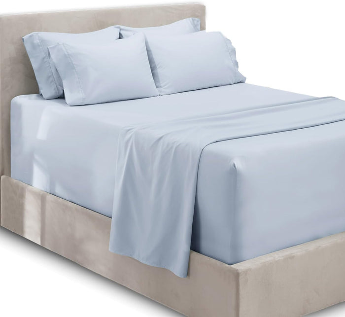 Hearth & Harbor Luxury Soft 6 Piece Bed Sheet Set Extra Deep Pocket Fitted Sheets Fits Mattress up to 21", Double Brushed Bedding, Queen, Teal
