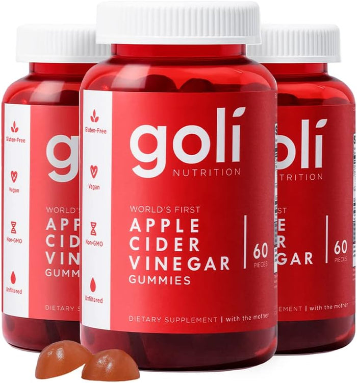Goli Apple Cider Vinegar Gummy Vitamins - 60 Count - Vitamin B12, Gelatin-Free, Gluten-Free, Vegan & Non-GMO