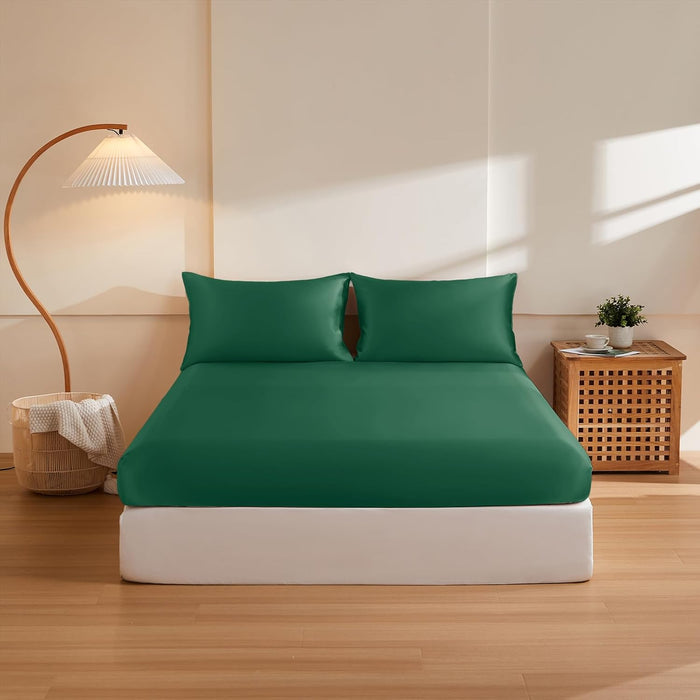 THXSILK 6A+ Top Grade 100% Pure Mulberry Silk Full Fitted Sheet 3Pcs Set Bed Sheets Luxury Bedding for Hair and Skin Healthy Natural Materials, 1 Fitted Sheet with 2 Pillowcases, Champagne