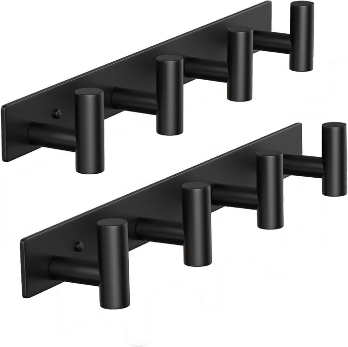 Wall Mounted Coat Rack-4 Hooks, Heavy Duty Stainless Steel Wall Hooks for Towel Coat Bag, Hat Rack Coat Hanger Coat Hooks Towel Racks for Bathroom Entryway Kitchen Hotel Office (Black, 1 Pack)